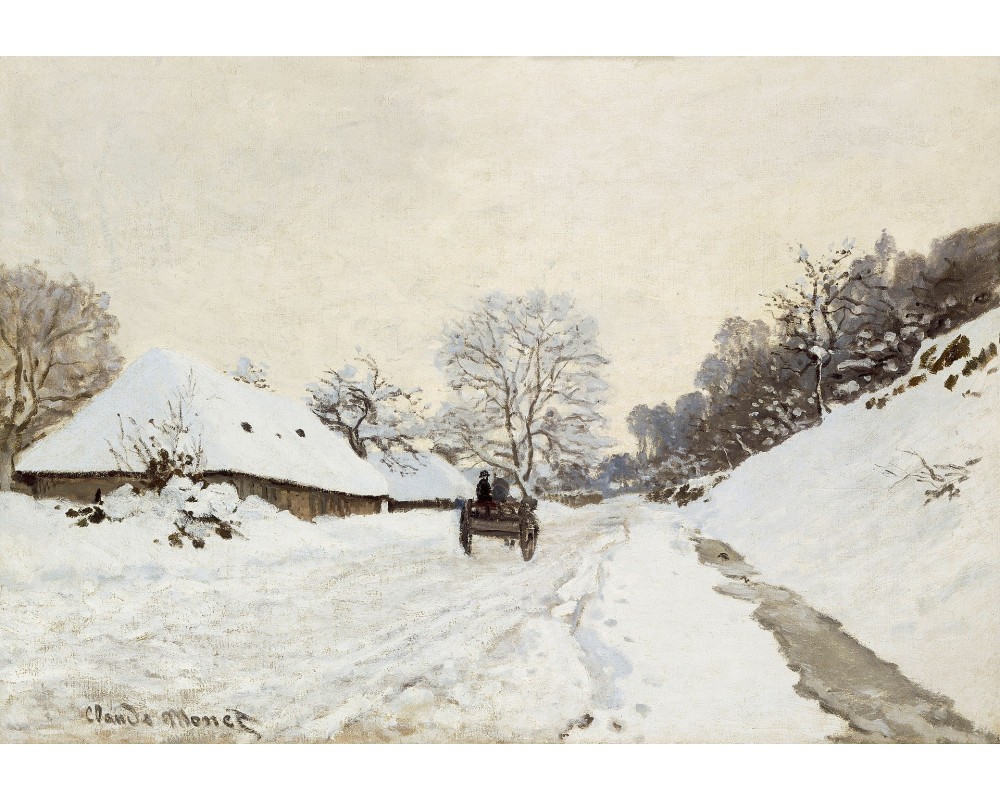 A Cart on the Snowy Road at Honfleur