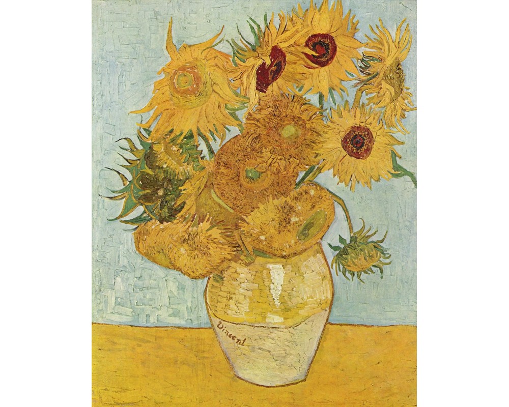 A Vase with Twelve Sunflowers