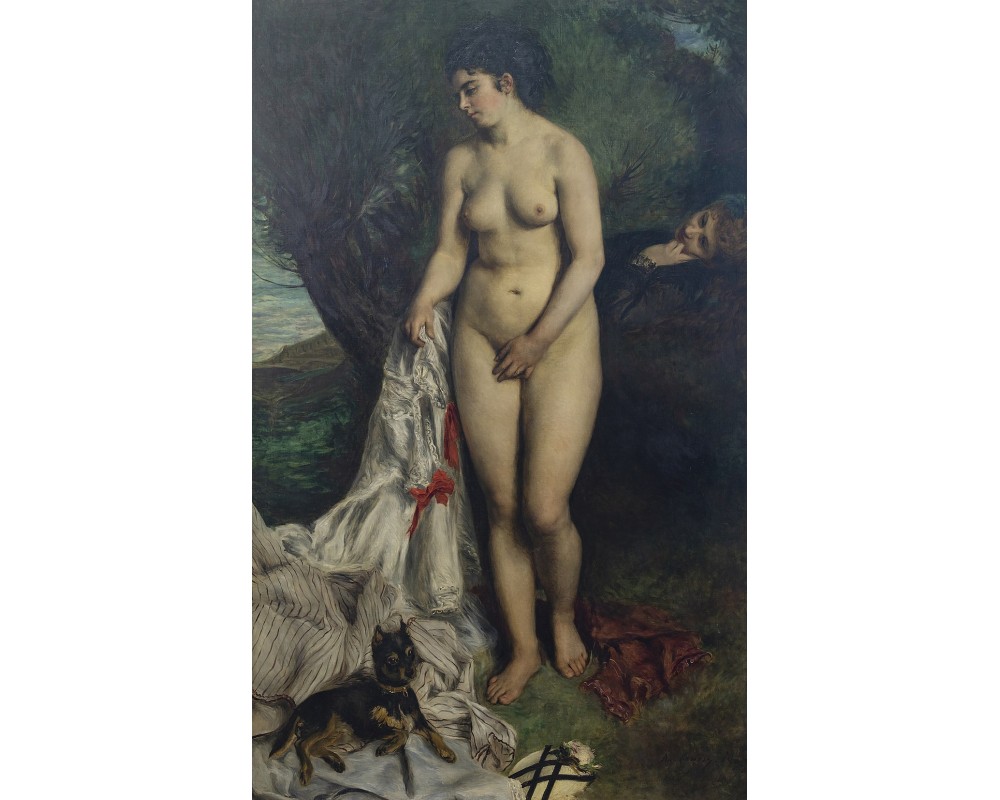 Bather with a Griffon Dog