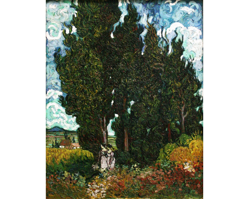 Cypresses with Two Female Figures