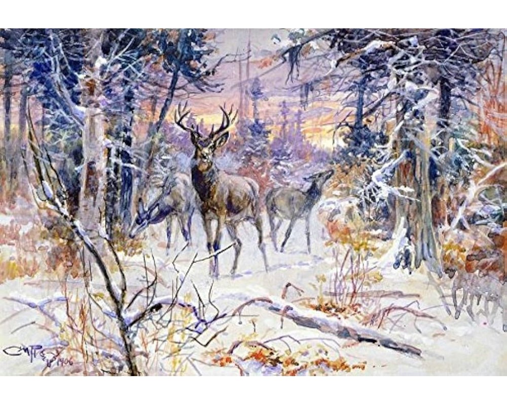 Deer in a Snowy Forest