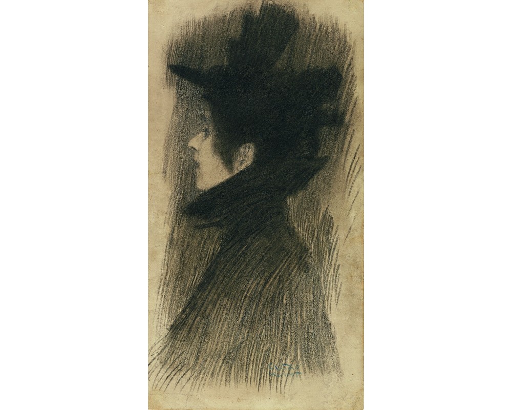 Girl with Hat and Cape in Profile