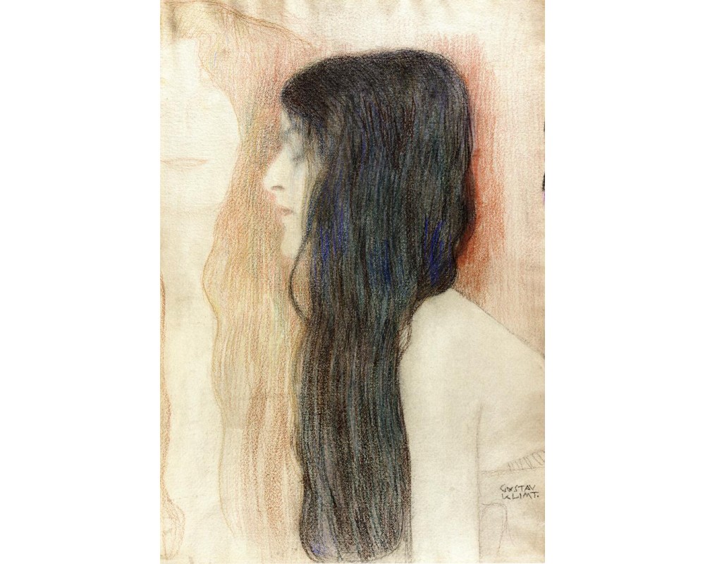 Girl with Long Hair, with a sketch for 'Nude Veritas'