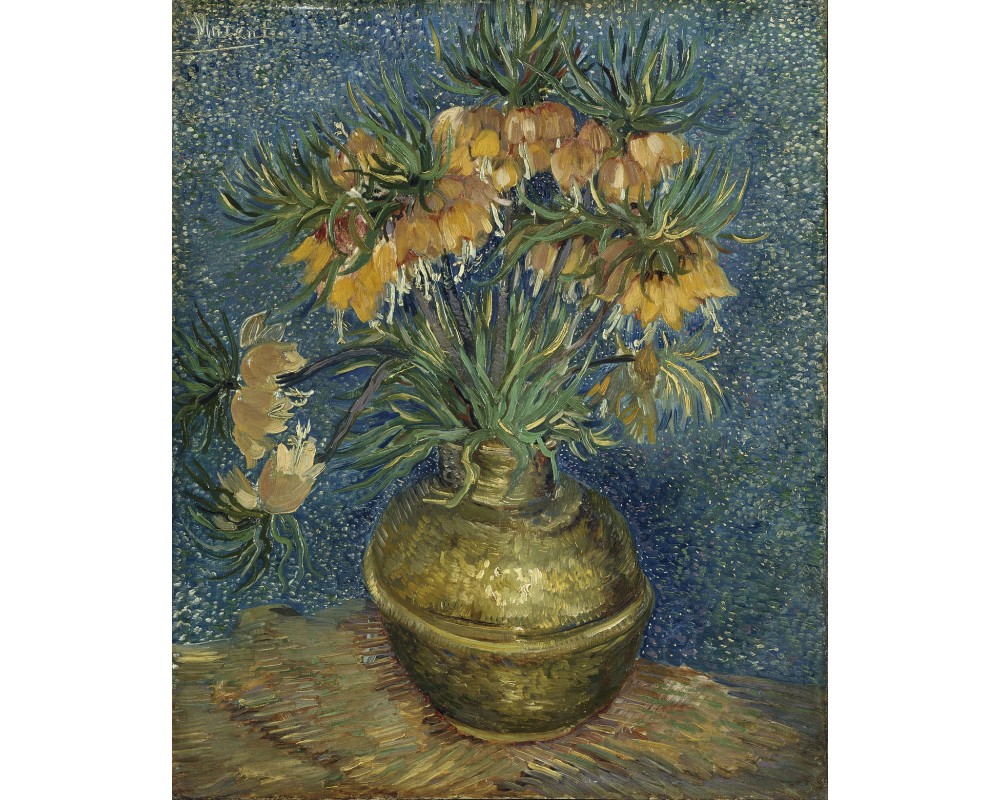 Imperial Fritillaries in a Copper Vase