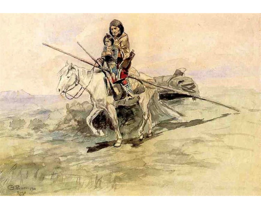 Indian on Horseback with a Child