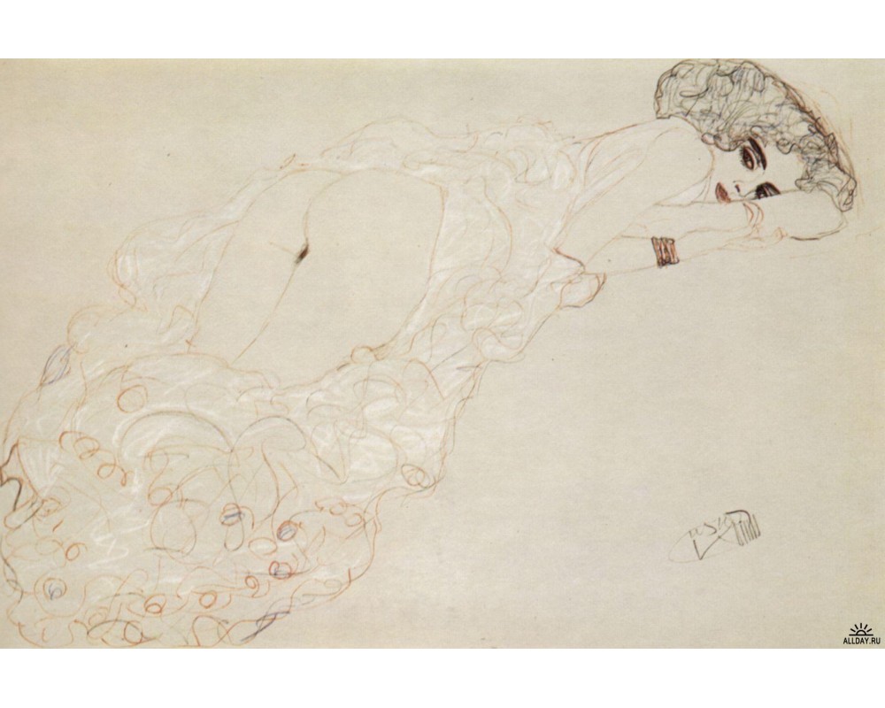 Reclining Nude Lying on Her Stomach and Facing Right